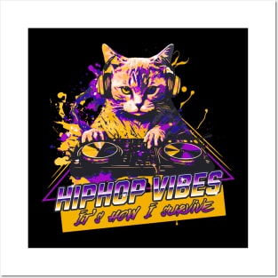 Funny Hip Hop Vibes Cat T-Shirt Posters and Art